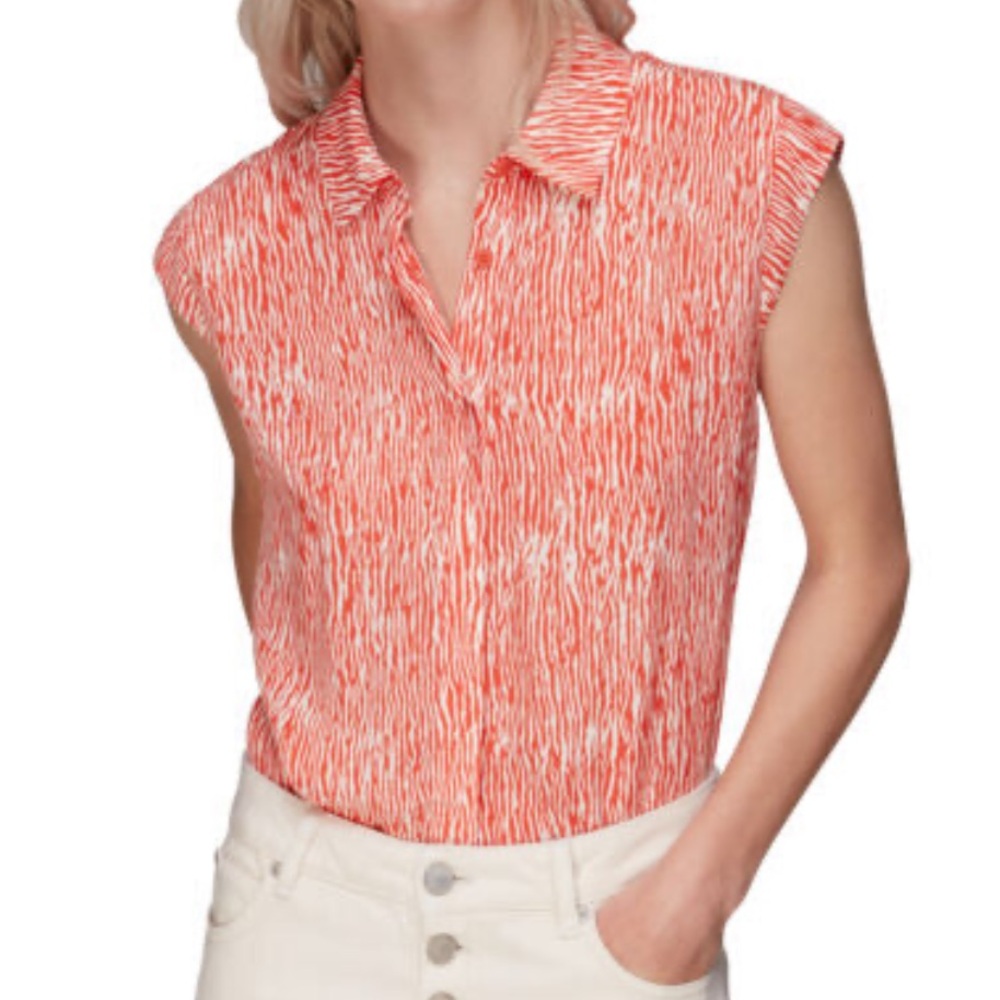 Whistles Collared Tank in Orange Zebra